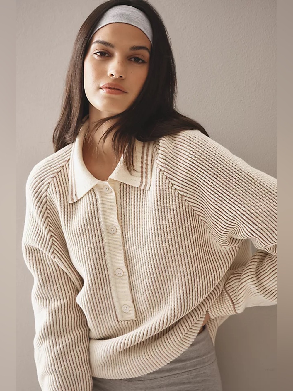 NWT The Upside Alana Knitted Collared Stripe Sweater Organic Cotton XS